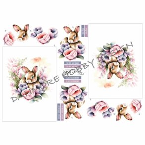 3D klippeark - Pske; Sd hare i lyserdt blomsterbed