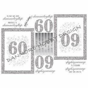 3D klippeark - Diamantbryllup/60 rs dag, Invitation/Tillykke motiv til kort