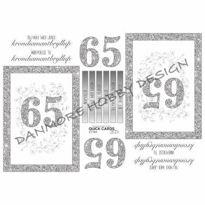 3D klippeark - Krondiamantbryllup/65 rs dag, Invitation/Tillykke motiv til kort