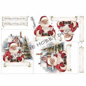 3D klippeark - Jul; Hyggelig julemand l�ser brev