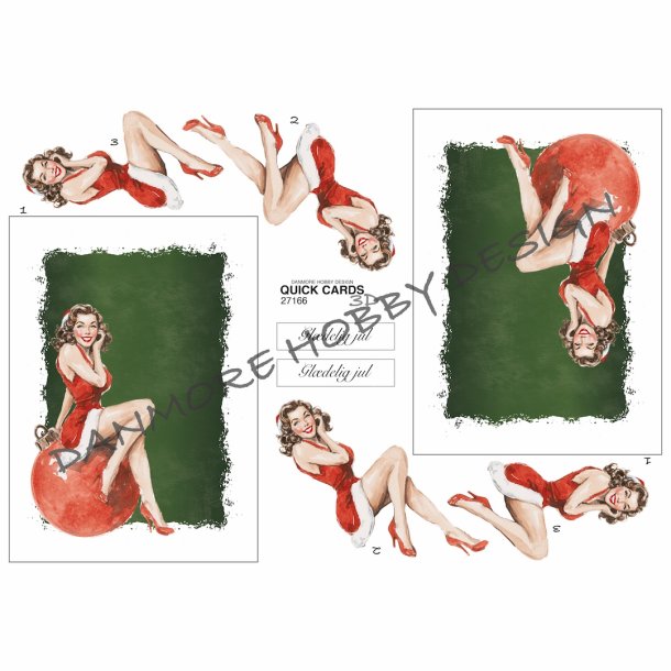 3D klippeark - Jul; Pinup julepige 