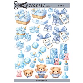 3D klippeark - Baby & Barned�b; Sm� lysebl� motiver