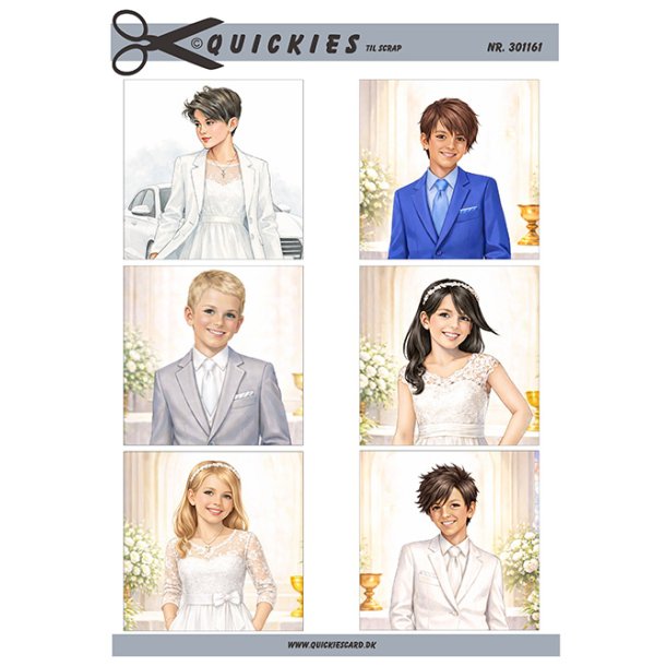 Klippeark - 6 motiver til Konfirmation, 3 piger &amp; 3 drenge