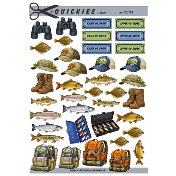 3D ark - Sm� motiver til kort &amp; scrap; udstyr til lystfiskere &amp; j�gere