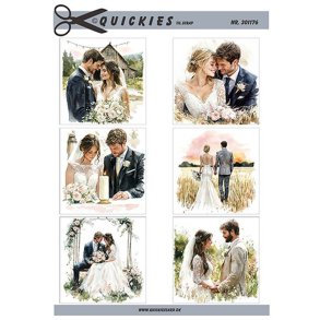 Klippeark - 6 motiver til scrap; Smukke brudepar m/naturbaggrund