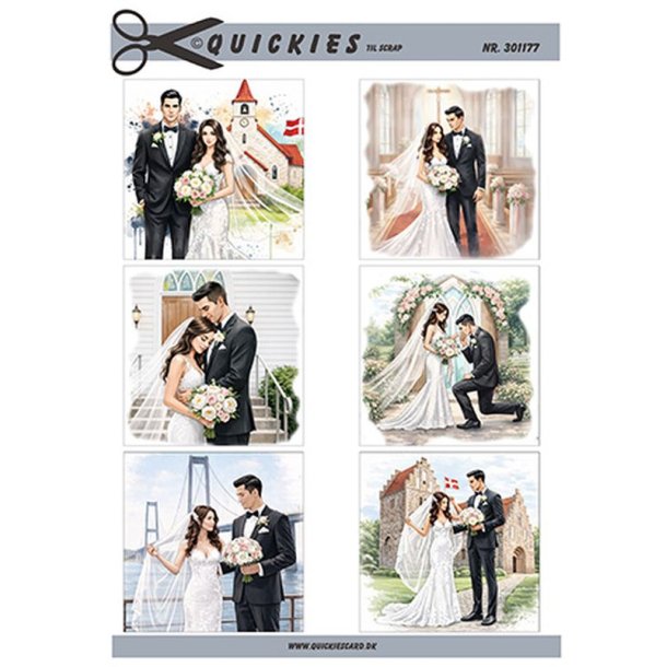 Klippeark - 6 motiver til scrap; Smukke brudepar 