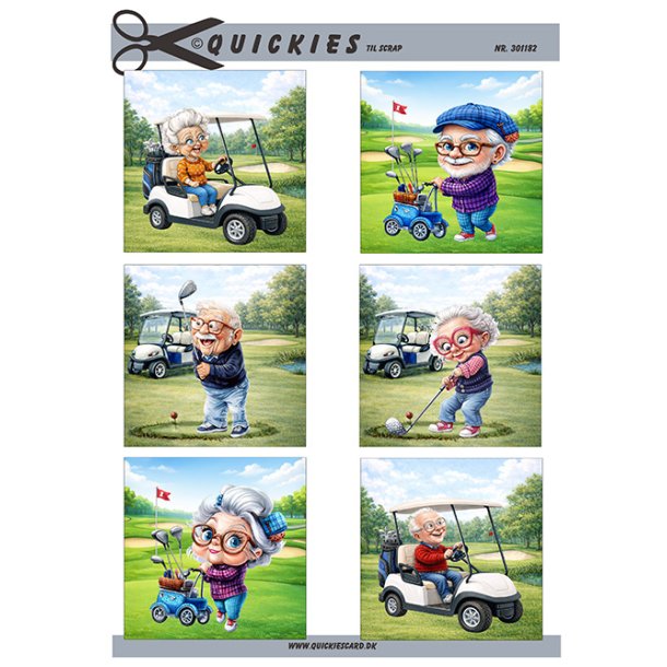 Klippeark - 6 motiver til scrap; Pensionister spiller golf