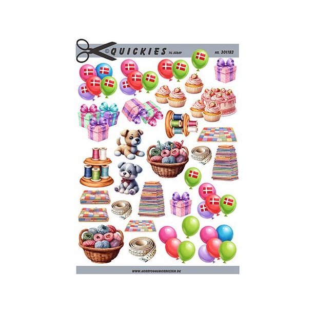 3D klippeark - Festlige sm� motiver til de kreative; garnkurv, sytr�d, patchwork, m�leb�nd, gaver &amp; balloner