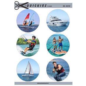 Klippeark - 6 motiver til scrap; Vandsport - surfer, sejlb�d, motorb�d, paddle, vandski