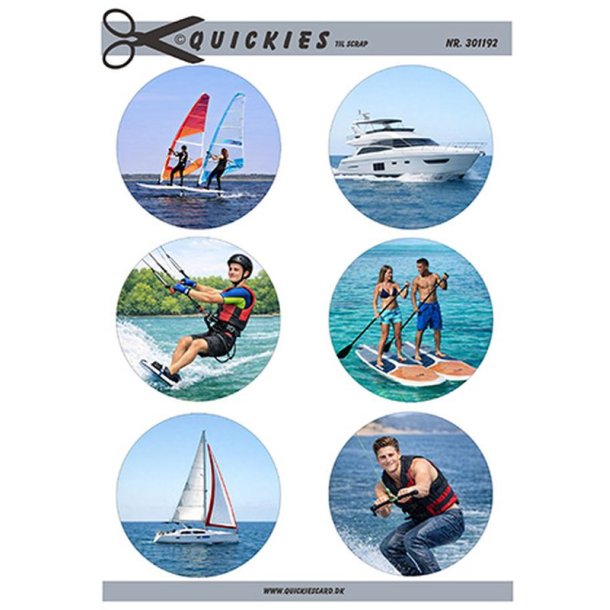 Klippeark - 6 motiver til scrap; Vandsport - surfer, sejlb�d, motorb�d, paddle, vandski