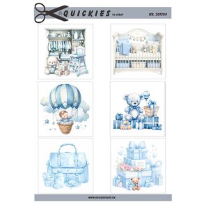 Klippeark - 6 motiver til scrap; Lysebl� baby motiver