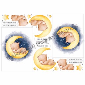 3D klippeark - Sovende babybj�rn i m�neskin