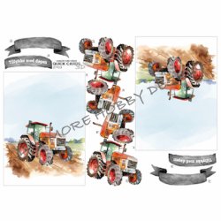 3D klippeark - Rd traktor i marken