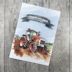 3D klippeark - Rd traktor i marken