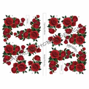 3D klippeark - Smukke rde roser i hjrne