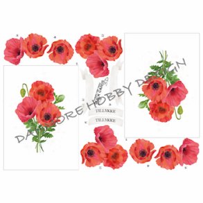 3D klippeark - Flotte r�de valmuer