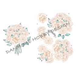 3D klippeark - Smuk buket af roser, telegramstr.