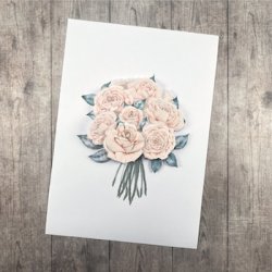 3D klippeark - Smuk buket af roser, telegramstr.