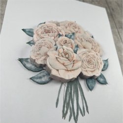 3D klippeark - Smuk buket af roser, telegramstr.