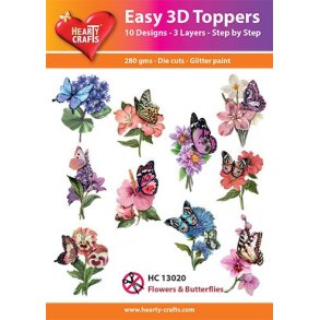 3D toppers - udstanset, blomster & sommerfugle, 10 ass. motiver, HC13020