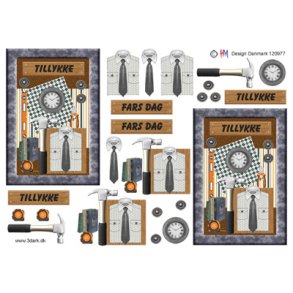 3D klippeark - Herrekort m/skjorte, slips & vrktj