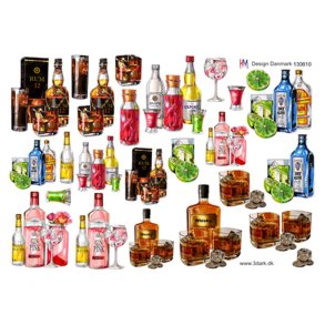 3D klippeark - l og vin. Drinks & cocktails til sm kort