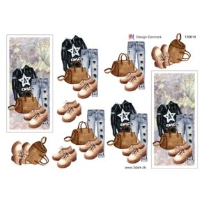 3D klippeark - Tj & Sko, smart drengetj/teenager tj, mini-slimkort strrelse