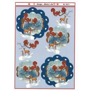 3D ark - Jul, egern, r�dyr, vinterlandskab