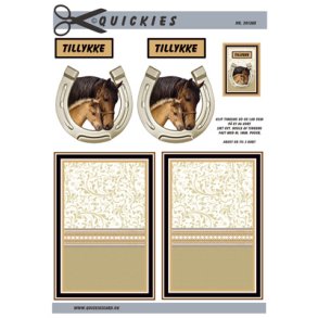 3D klippeark - Hest & fl i hestesko-ramme