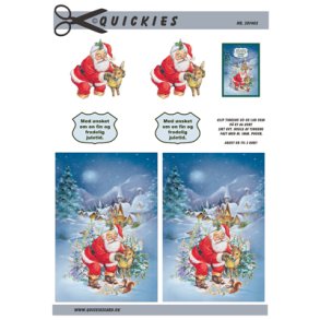 3D klippeark - Jul, julemand fodrer dyrene i sneen