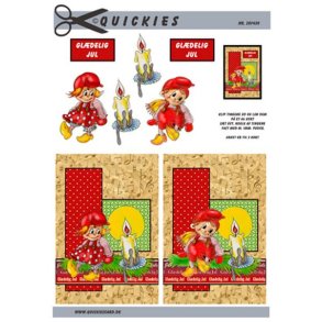 3D klippeark - Jul, s�d nisse & julelys p� grangren 