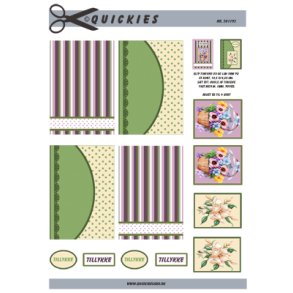 3D klippeark - Blomster. 4 motiver 6,5x9,5cm