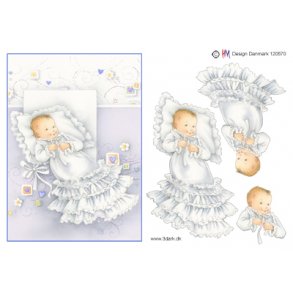 3D klippeark - Baby i d�bskjole, dreng, telegram