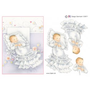 3D klippeark - Baby i d�bskjole, pige, telegram