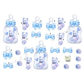 3D ark - Baby, dreng, bamse, sutteflaske