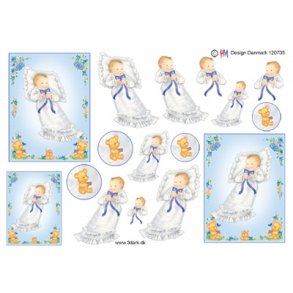 3D klippeark - Baby, barned�b, dreng, d�bskjole