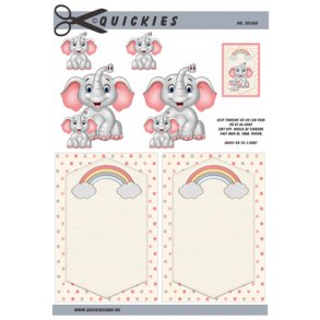 3D klippeark - Baby. Lyser�de elefanter, regnbue