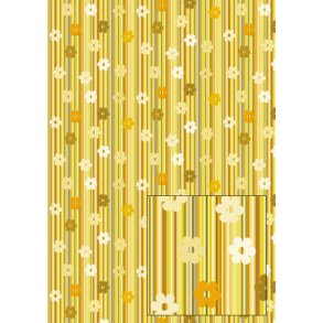 Basispapir A4, gyldne farver m/striber og blomster