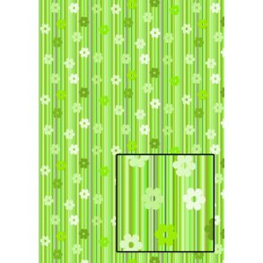Basispapir A4, grnne farver m/striber og blomster