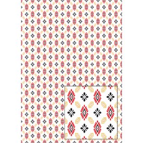 Basispapir A4, r�de/sorte farver m/m�nster