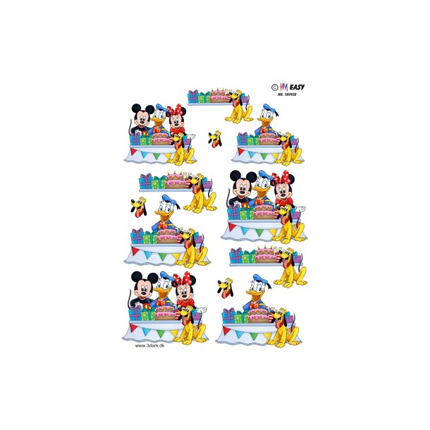 3D klippeark - Disney, Mickey, Minnie, Anders and og Pluto til fdselsdag
