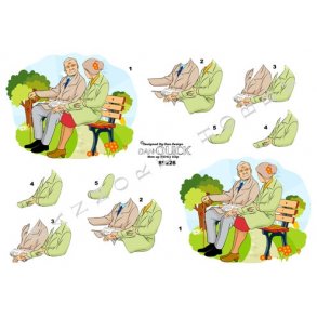 3D ark - ldre dame og mand p bnk