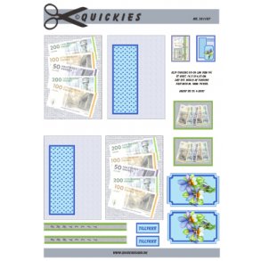 3D klippeark - Penge, sedler, sm kort, blomster