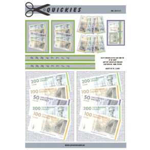 3D klippeark - Penge. Danske sedler