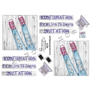 3D ark - Konfirmation. Gr�nne converse, smartphone, jeans