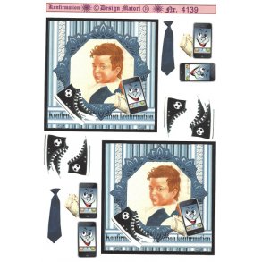 3D ark - Konfirmation. Dreng m/r�dbrunt h�r, penge, mobil, converse