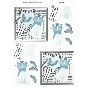 3D ark - Konfirmation. Pige ting og t�j, lyse turkise farver, 