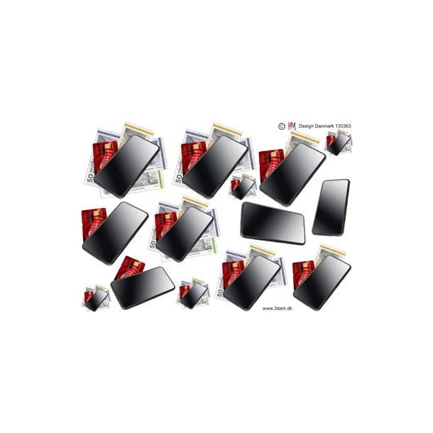 3D ark - Penge, kreditkort, mobiltelefon