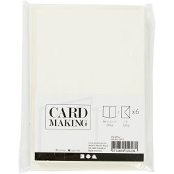 Kort &amp; Kuvertst, A6 str., 6 st, rhvid