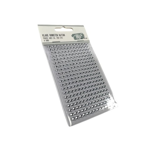 Rhinstene, selvkl�bende, �4mm, klar krystal m/s�lvfarvet bagside, ca. 260 stk